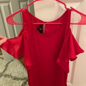 Red open shoulder blouse